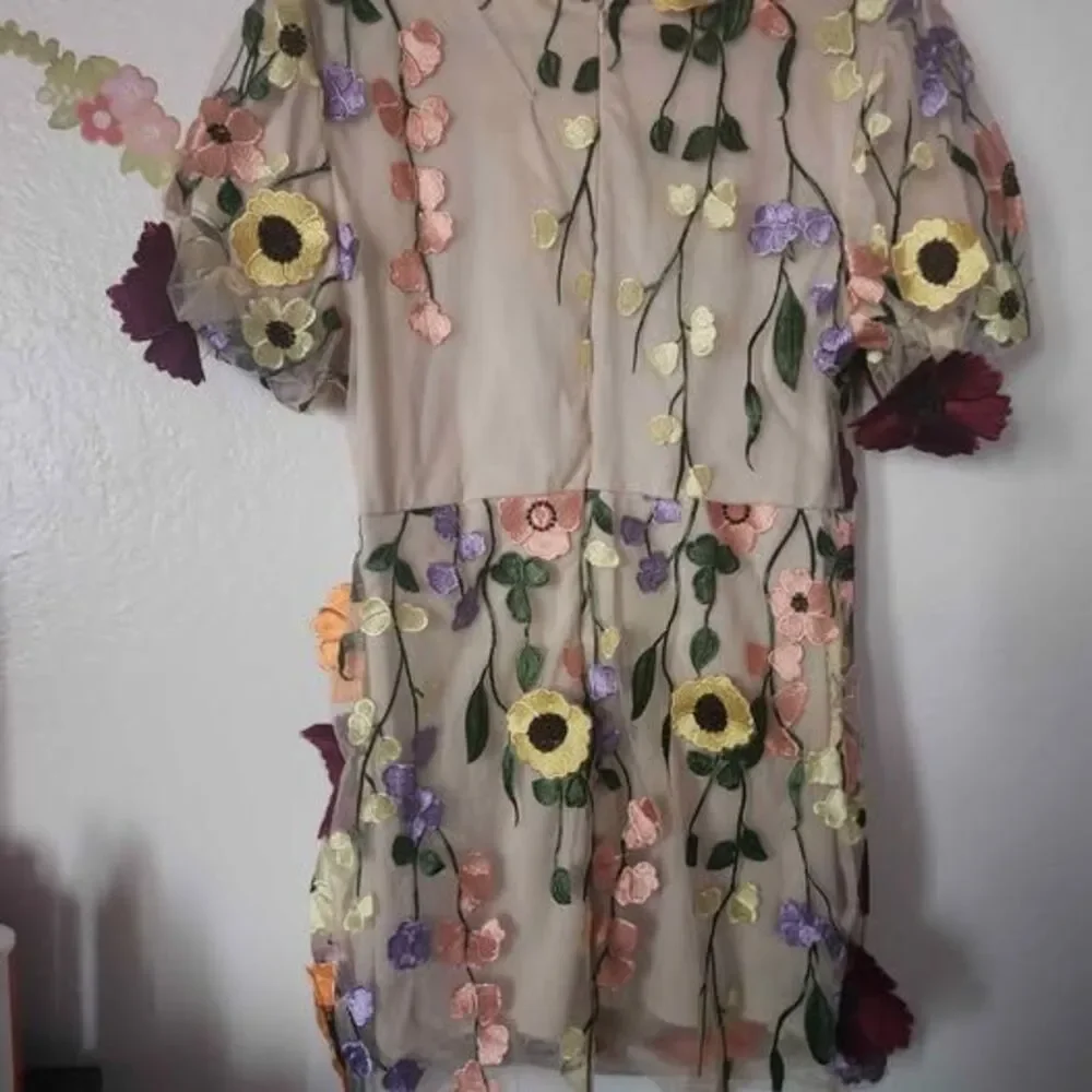 Ran Rui Floral Embroidered Mini Dress New With Tags Size S
